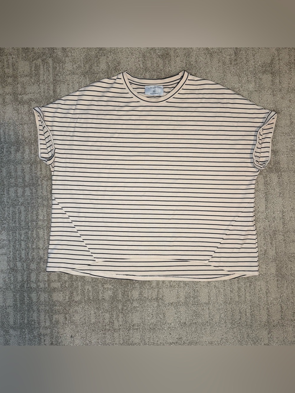 Primark  Striped Crewneck Tee - Tan White with Black Stripes Size XL